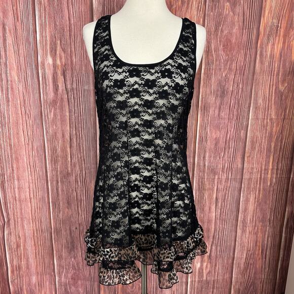 In Bloom by Jonquil Womens Lace Slip Dress Black Fairy Grunge Sexy Leopard XL - Picture 2 of 9